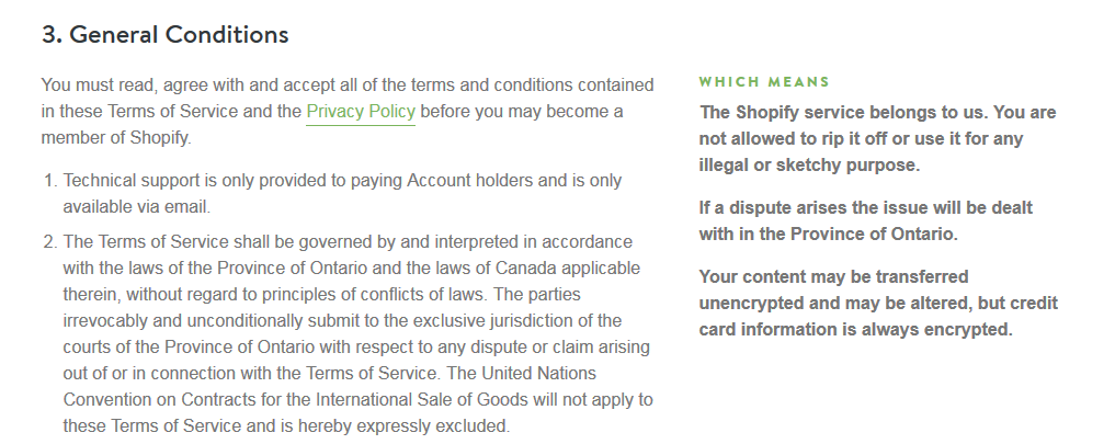 Shopify - Terms & Conditions